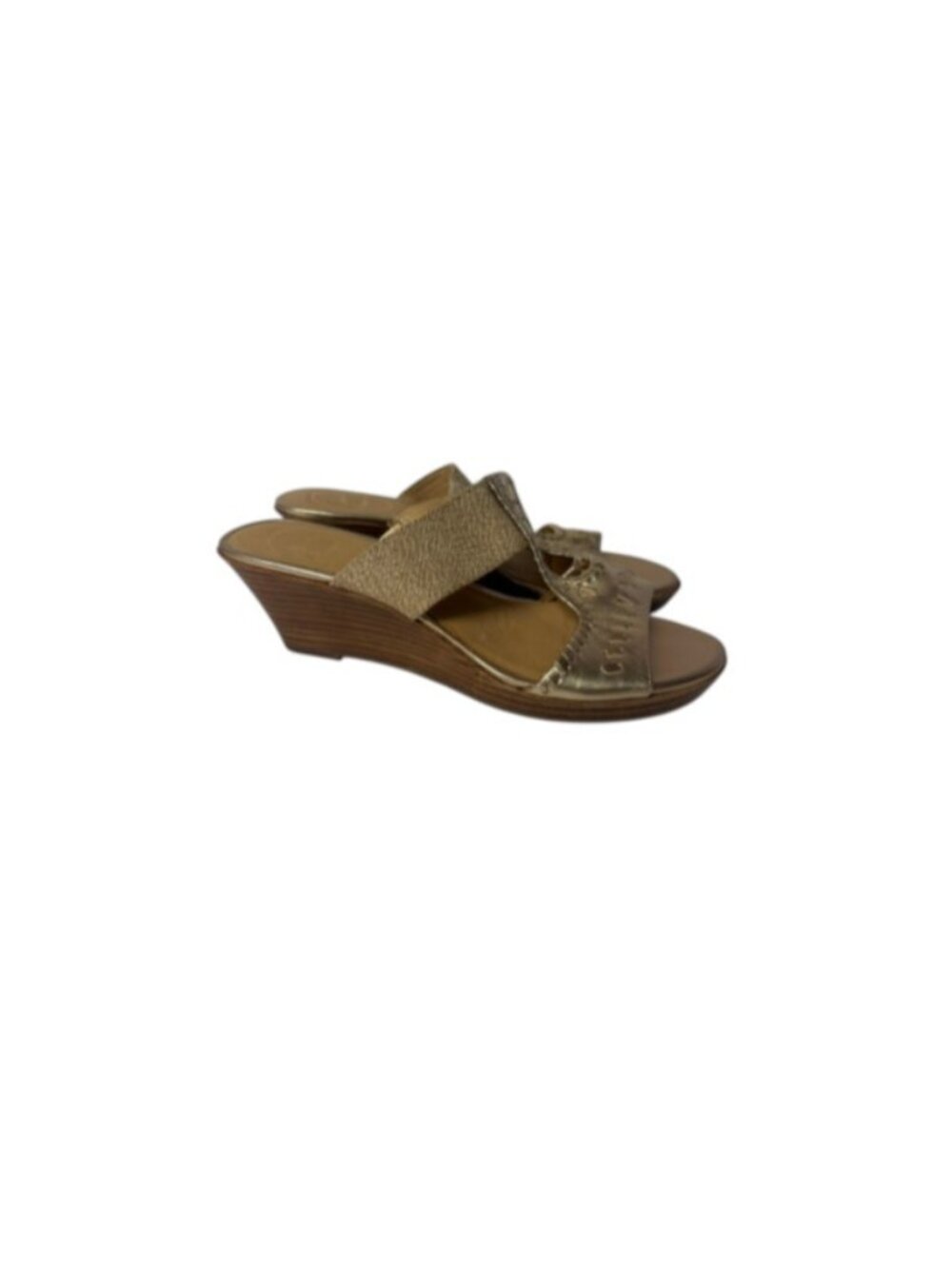 Women’s Jack Rogers Metallic Gold Nora Wedge Open Back Slide Sandals sz 8